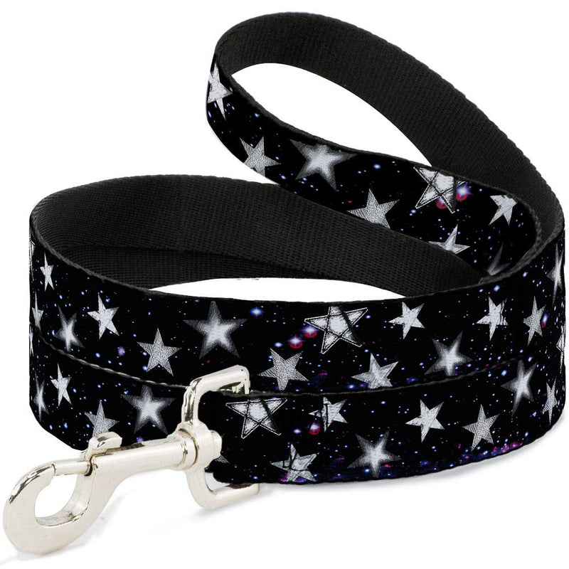 Buckle-Down Pet Leash - Glowing Stars in Space Black/Purple/White - 6 Feet Long - 1