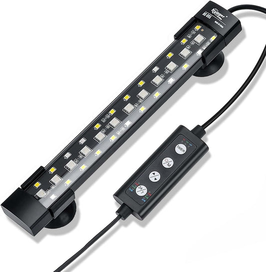 hygger 24/7 Mode Submersible Aquarium LED Light, Full Spectrum Hidden Fish Tank Light with 3 Rows Beads 7 Colors Auto On