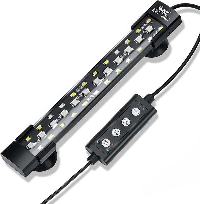 hygger 24/7 Mode Submersible Aquarium LED Light, Full Spectrum Hidden Fish Tank Light with 3 Rows Beads 7 Colors Auto On