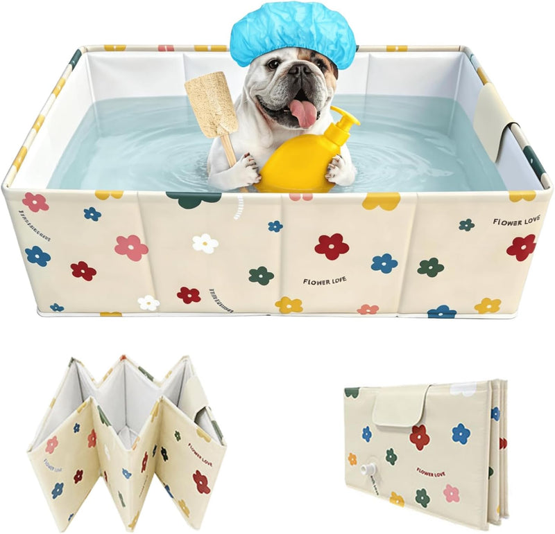 Foldable Dog Bathtub for Small to Medium Dogs & Cats Pool, Collapsible Pet Bath Tub for Shower/Kitchen Sink, Thickened I