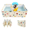 Foldable Dog Bathtub for Small to Medium Dogs & Cats, Collapsible Pet Bath Tub for Shower/Kitchen Sink, Thickened Insulated Base, Portable & Space-Saving Puppy Wash Basin, 27.5" x 15.7" x 9", Yellow