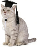 Soochat 2Pcs Mini Graduation Caps with Tassel Small Animal Bachelor Hat Graduation Photo Props Holiday Costume Accessory for Cat Dog (Black)