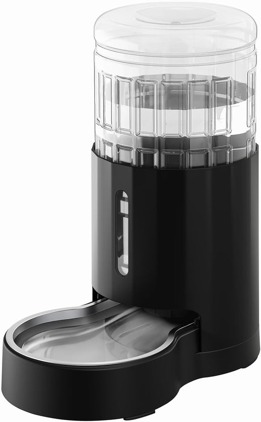 CZPET Dog Water Bowl Dispenser 4L, Wider Mouth & Upgraded Brush for Easy Cleaning Automatic Cat Gravity Refilling Waterer with Removable Stainless Steel Bowl, Large Drinking Area for Multi-Pet (Black)