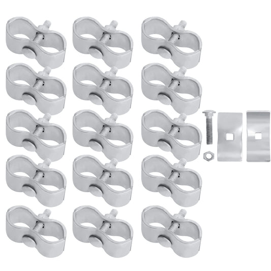 Hoqqf 16 Sets Dog Kennel Panel Clamps Chain Link Fence Clamps 1-3/8’’ Fence Parts Temporary Dog Kennel Clamps Galvanized Fence Ties for 32mm Pipe Panel Frames