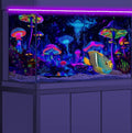 48X18IN Blacklight Mushroom Jellyfish Aquarium Background UV Reactive Background Starry Sky Terrarium Background with 10