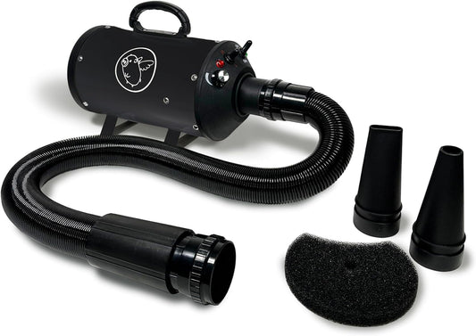 Flying Pig High Velocity Dog Pet Grooming Dryer w/Heater (Flying One, Black w/White Logo)