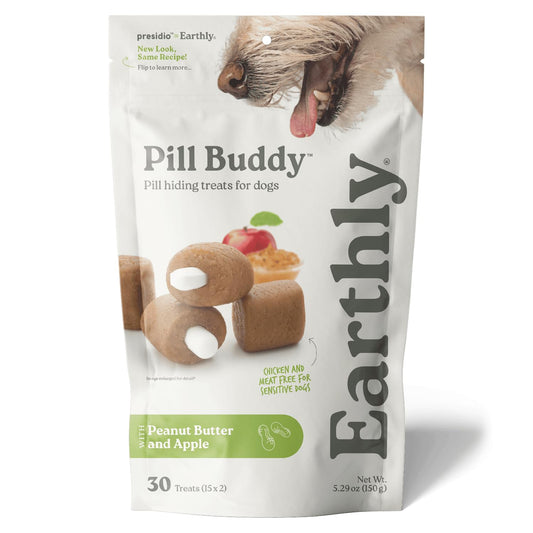 Presidio Earthly Pill Buddy Naturals - PB & Apple Recipe Pill Hiding Treats for Dogs - Make A Perfect Pill Concealing Pocket Or Pouch for Any Size Medication - 30 Servings