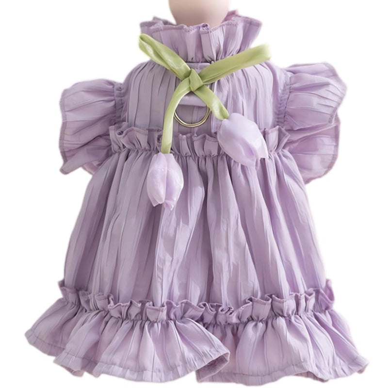Adorable Ruffles Dog Dress with Bow Cute Pet Clothes for Small Medium Dogs Summer Pet Skirt Soft Breathable