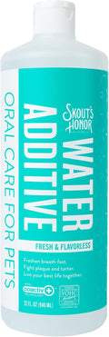 SKOUT'S HONOR Fresher Breath Water Additive, Fresh and Flavorless - VOHC Accepted for Tartar Control, Freshens Breath Fast, No Brushing Required, Great for Both Cats and Dogs, 32 oz
