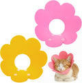 2 Pack Felt Cat Cone Collar Cute Flower Cone for Dogs to Stop Licking Comfortable Adjustable Cat Cones Collar Surgery Re