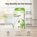 zimumoda 50 Pcs 2-in-1 Pet Ear Cleaning Cotton Swabs for Dogs & Cats - Essential Oil Infused Cat Ear Cleaner - Gentle Ear Wax Removal - Soothing Itch & Freshness - Individually Wrapped for Easy Use