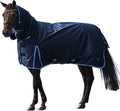 Horze Glasgow Heavy Weight Winter Turnout (400g Fill) | Waterproof Combo Horse Blanket with Neck Cover - Dark Blue - 78 