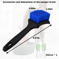 2 Pack Livestock Trough Cleaning Brushes with Protective Gloves, Heavy Duty Plastic Scrub Brush with Non-Slip Handle, Co