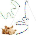 FYNIGO Interactive Cat Wand Toys for Indoor Cats, 2 Pcs Rainbow Teaser Wand