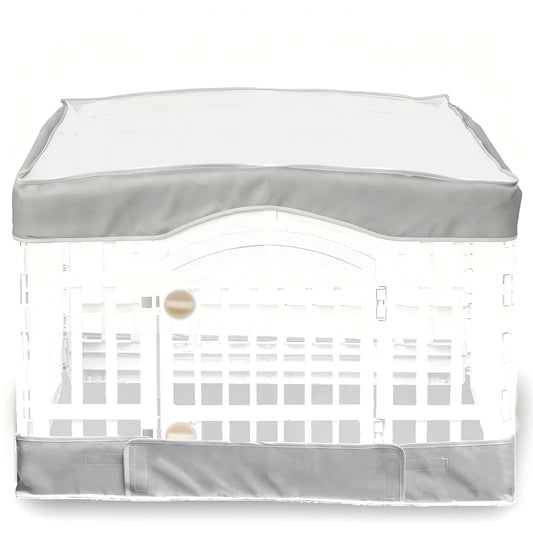 2 Pack Dog Playpen Cover and Bottom Pad Fits for 36 Inch 4 Panels Pet Playpen, Dog Crate Pad Puppy Play Pen Cover, Hoop and Loop Design (Note: Playpen Not Included). (PureGray)