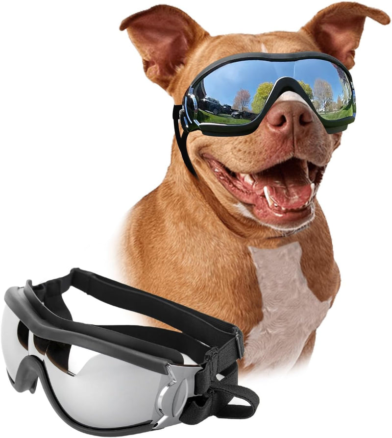 Dog Goggles Large Breeds, Large Dog Sunglasses Eye Protection, Windproof Goggles for Medium Large Dogs Riding Biking Dri