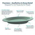 EcoLeo Whisker Friendly Cat Food Dish, Platinum Silicone, LFGB Certified Non-Toxic, Anti Whisker Fatigue, Low Profile, Shallow, Non Slip, Cat Dog Kitten Feeding Dish_Green