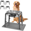 TIDANT 1.2 Gallon Elevated Large Dog Water Bowl with Mat, 4 Height Adjustable 12-17", Raised Dog Water Bowl Stand for Large Breed