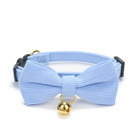 YUDOTE Cotton Breakaway Cat Collar with Bow Tie and Bell, Adjustable Cute Soft Corduroy Kitten Collars for Girl and Boy Cats