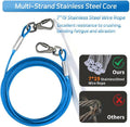 Dog Tie Out Cable - Chew Proof Steel Wire Lead - 360° Tangle Free Outdoor Leash for Pups - Dog Runner Cable for Small to