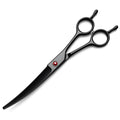 Hucholite Dog Grooming Scissors, Curved Scissors for Dog Grooming, 7.9 inch, 30 Degree of Curved Blade,Light Weight, Stainless Steel Pet Shears for Trimming Face and Paws(Curved, Pitch-Black)