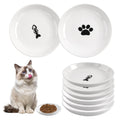 6 Pack Cat Food Bowl, Ceramic Cat Bowls, Anti Whisker Fatigue Cats Bowl Set,5.5 Inches Shallow Wide Kitten Plates for Food and Water (White-A)