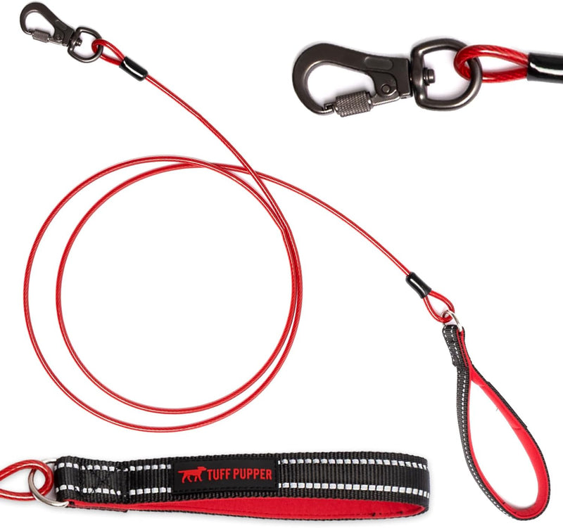 Tuff Pupper Chew Proof Dog Leash | Steel Cable Bite Resistant Lead | Twist Lock Carabiner | Heavy Duty for Large Dogs & 