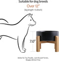 Addogyy Black Elevated/Raised Dog Bowl Ceramic with Wood Stand for Medium Large Breed,Dog Food Water Dish Heavy Weighted,8 in Non Slip Modern Cute Porcelain Pet Bowl Extra Large