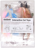 12 Pack Cat Wand Feather Toy Refills with Bells , Natural Feather Replacement for Interactive Teaser Toys, Colorful Wand Attachments, Durable and Safe Cat Toy Accessories for Exercise and Play