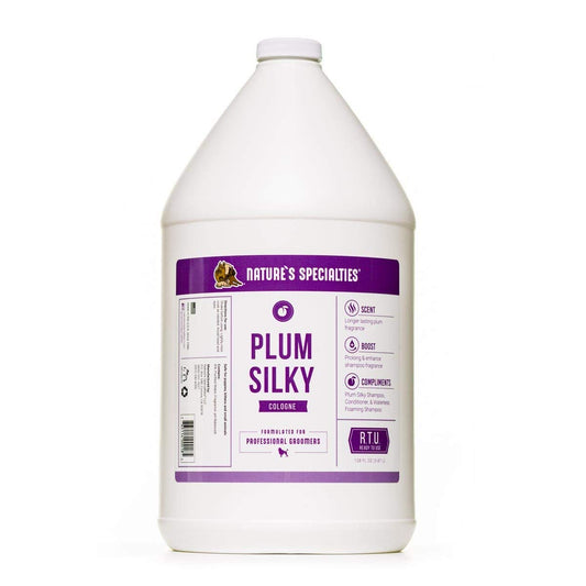 Nature's Specialties Plum Silky Dog Cologne for Pets, Natural Choice for Professional Groomers, Plum Fragrence, Made in USA, 1 gal