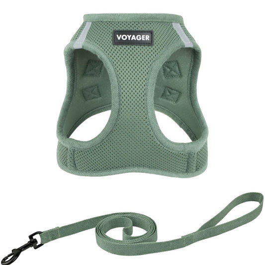 Voyager Step-in Pet Harness - All Weather Mesh, Adjustable Step in Harness for Cats and Dogs by Best Pet Supplies - 307 Set Moss Green, M