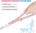 NUGUTIC Dog Leash 5 FT Handmade Braided Cotton Rope Leashes for Small Medium and Large Dogs, New Golden Heavy Duty Metal Clasp, Colorful Macaron