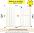 Lumizone Extra Tall Cat Gate Extension Kit 61.02" High Pressure Mounted 29.17" Extra Wide 1.37" Gap No Drilling Tall Pet Gate for Dogs (Cream, 61.02" H x 29.17" W, Extension)