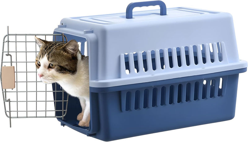 Pets Carrier,Kennel,19in,Long,Hard-Sided,for Cat up to 14lb,Suit for Airline/Road Travel (Blue, Small)
