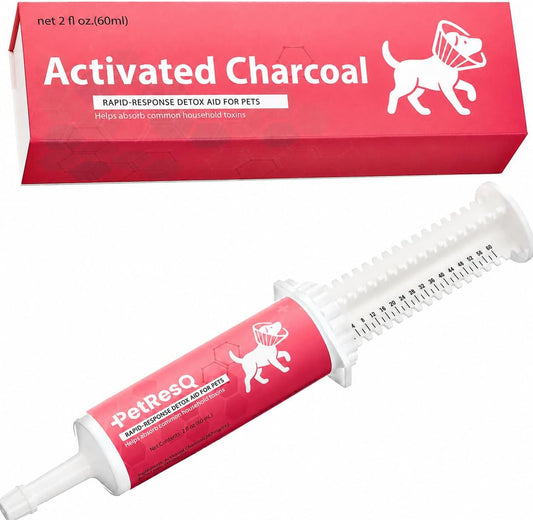 PetResQ - Activated Charcoal for Dogs & Cats Emergency Poisoning Aid Paste | Veterinary-Grade Digestive Aid for Toxin Binding, & Upset Stomach | Fast Acting Pet First Aid- Pets Up to 80 lb (60 ml)