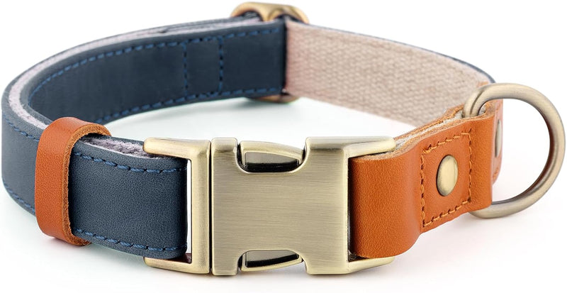 Plutus Pet Genuine Leather & Hemp Dog Collar, Adjustable, Gentle & Stylish