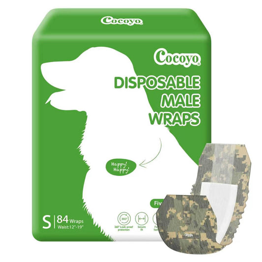 COCOYO Disposable Male Dog Wraps, Small Size, 84 Count, Super Absorbent, Breathable, Wetness Indicator