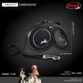 FLEXI New Classic Tape Retractable Dog Leash for Large Dogs Upto 110 lbs. – 26 ft., Black | Tangle Free Pet Walking Leash with One-Handed Brake, Pause, Lock|German Quality Product