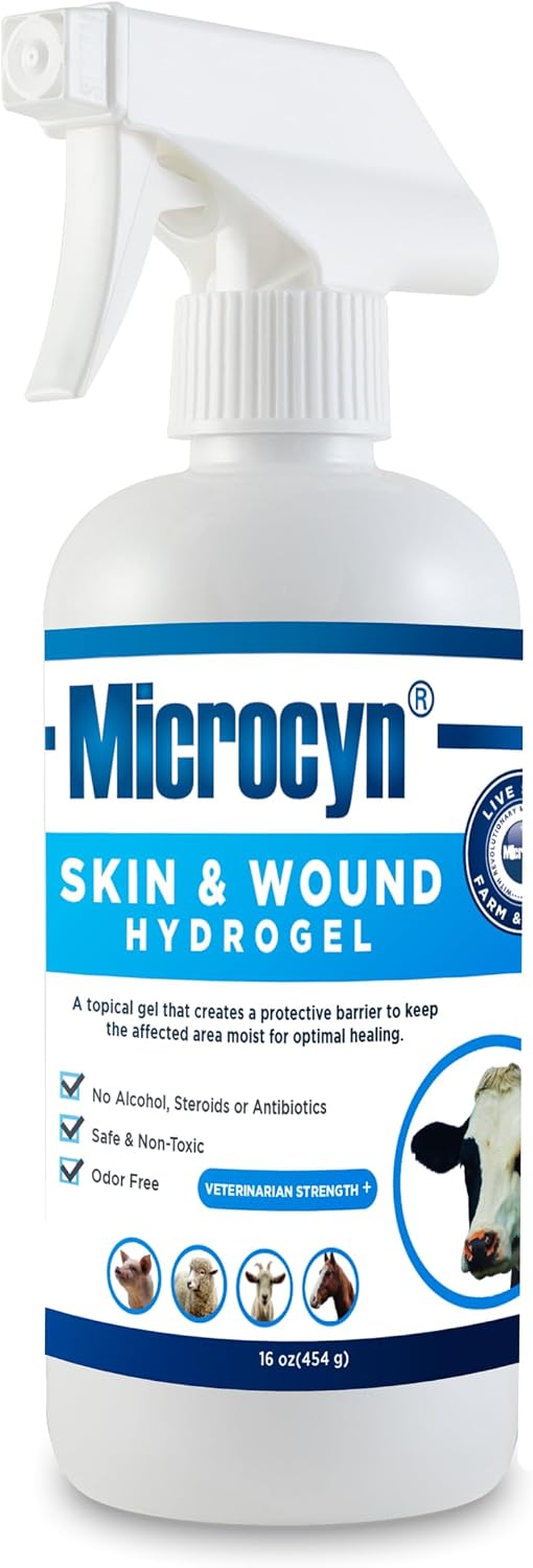 Microcyn Livestock Skin & Wound Hydrogel – 16 oz Moisture-Retaining Protective Barrier for Cuts, Scrapes & Irritated Ski