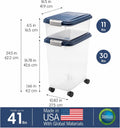 IRIS USA Dog Food Storage Container 30 lb + 11 lb, Stackable Combo Set, Airtight Pet Food Storage Bins with Wheels for Dog Cat Bird Chicken Food, BPA Free, Made in USA, Navy