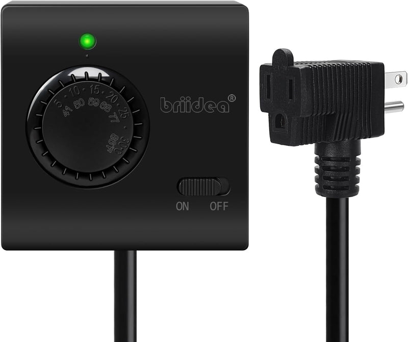 Adjustable Thermostat, Briidea Plug in Heating & Cooling Thermostat with LED Indicator, Compatible with Space Heater, Wi