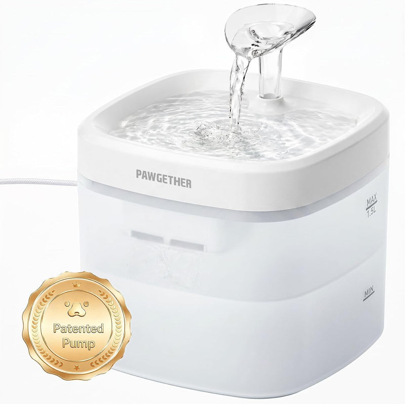 PAWGETHER® Cat Water Fountain with Magnetic Pump 51oz/1.5L Dog Water Fountain, Ultra Quiet Automatic Pet Water Fountain 