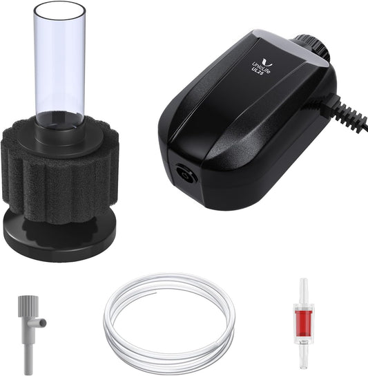 Uniclife Aquarium Air Pump, Adjustable Quiet Oxygen Pump for Fish Tanks, Airline Tubing & Accessories