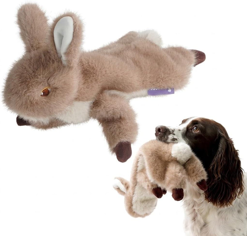 Fuzzwoof No-Stuffing Bunny Squeaky Dog Toy, Cute Plush Puppy Teething Toy to Keep Them Busy, Rabbit Interactive Tug of War & Dental Chew for Small Medium Large Dogs