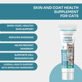 Skin & Coat Cat Supplement – Biotin, Collagen & Omega-3 with Spirulina – Skin Health, Shedding Support – 3.38 oz