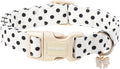 Spring Summer Dog Collar for Girl Dogs- White Polka Wedding Dog Collar, Adjustable Soft Beach Dots Dogs Collars for Smal