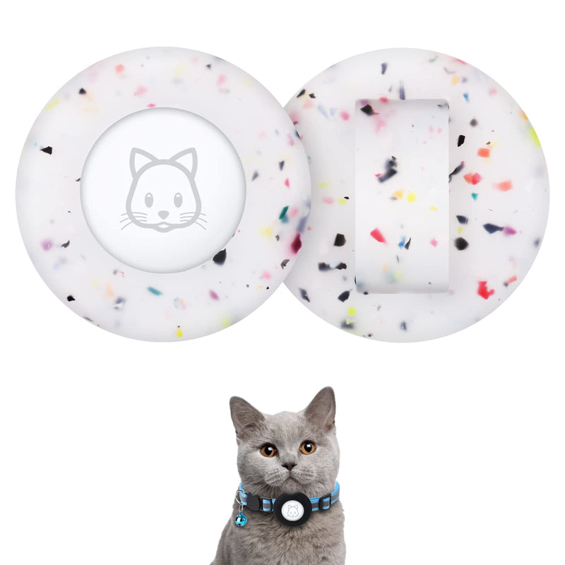 SimpleThings Compatible with Airtag Cat Collar Holder, Small Collar Holder Compatible with Apple Air Tag GPS Tracker, 2Pack Waterproof Case Cover for Cat Dog Pet Collar Within 3/8 inch (2 Transflower)