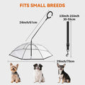 PETLESO Dog Umbrella for Small Breed, Clear Small Dog Umbrella with Adjustable Leash, Keep Pet Dry on Rainy Walks/Potty Trips, Adjustable Shaft Angle Rain Umbrella, Self-Assembly