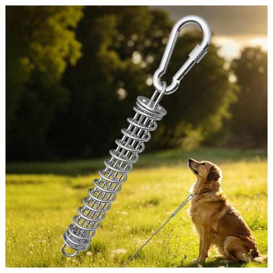 MOLANZ Dog Tie Out Spring Shock Absorber, Dog Lead, Runner & Camping Use, 304 Stainless Steel 400lb Heavy Duty Buffer for Cable, Spring Pole for Dog, Rustproof for Small Medium Large Dogs (1 Spring)