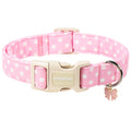 Spring Summer Dog Collar for Girl Dogs- Pink Polka Female Dog Collar, Adjustable Soft Beach Dots Dogs Collars for Small Dogs, S